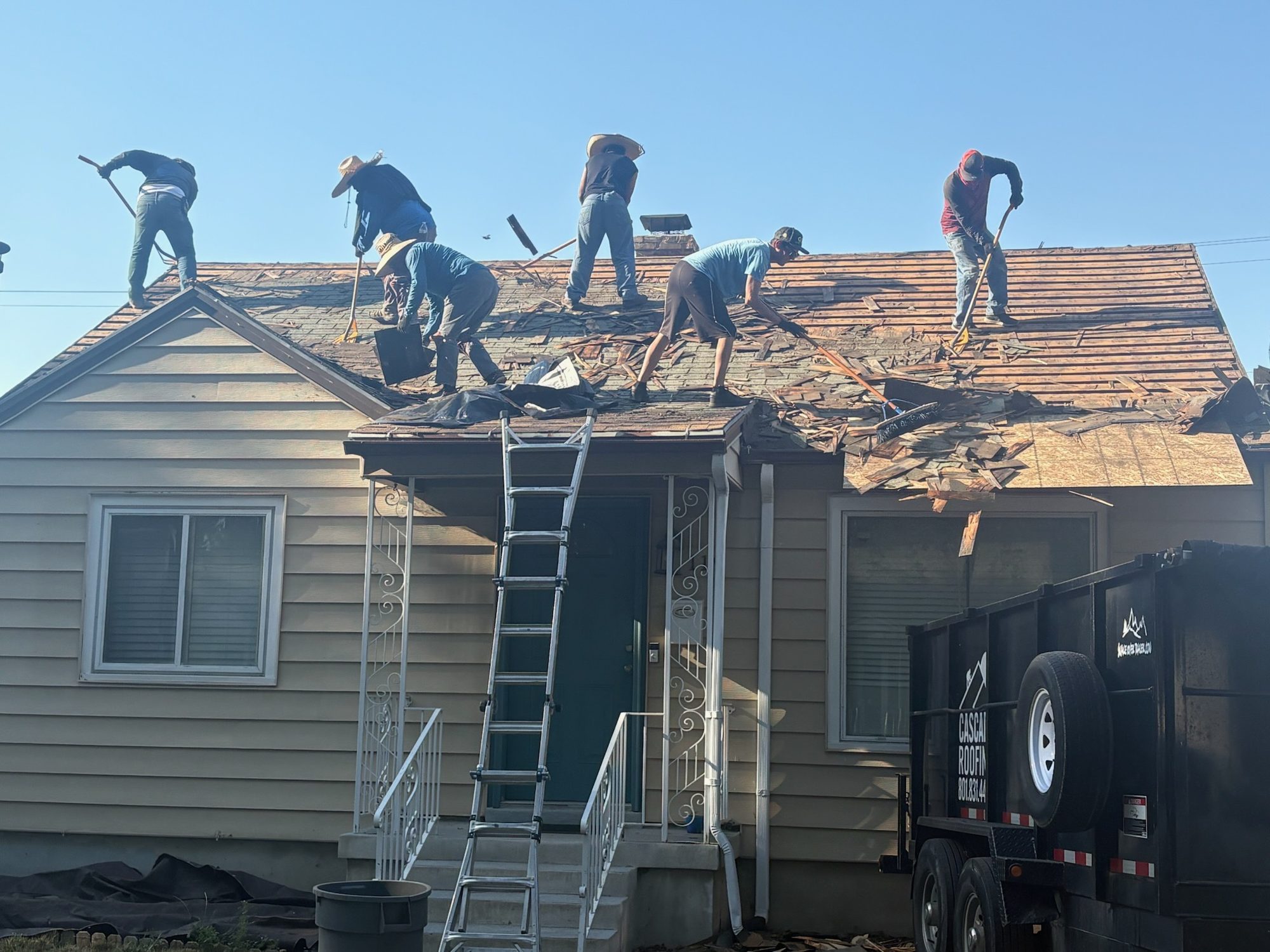 Stripping the old roof